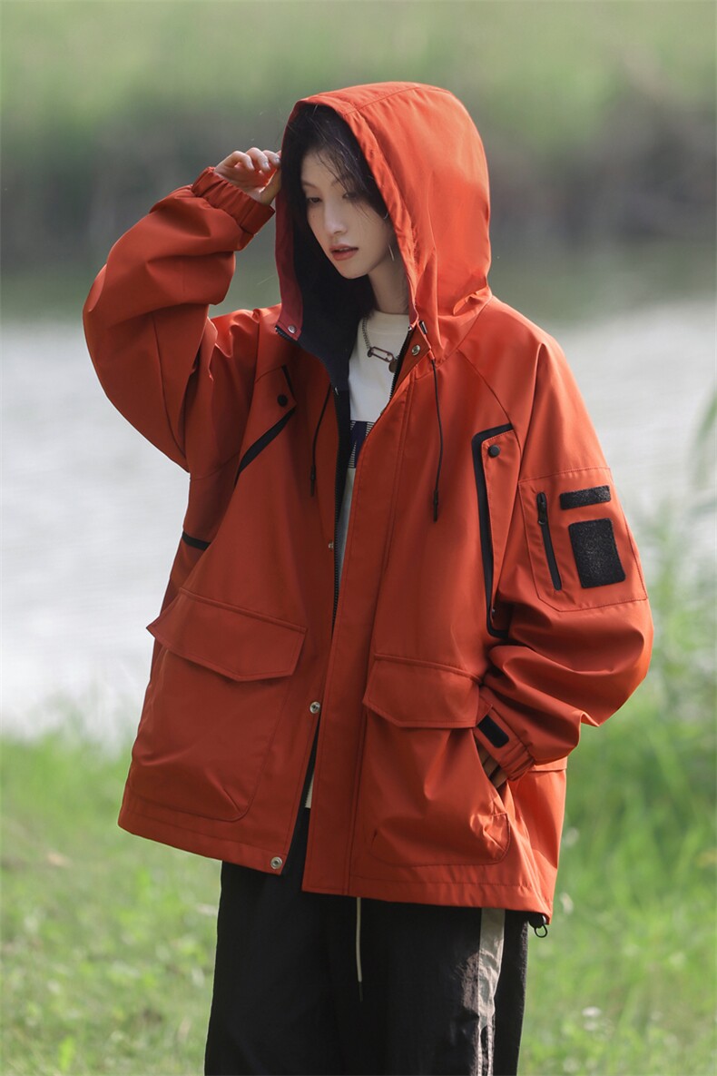 新款连帽冲锋衣宽松大码夹克男DSA157B-J199-P65,男装夹克,电商A157B