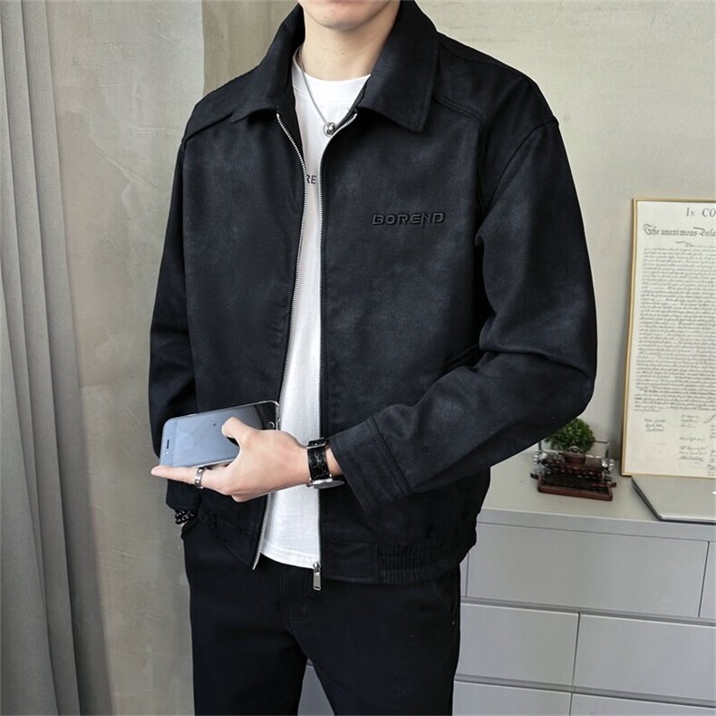 2025春季店主风简约宽松男士翻领夹克时尚百搭休闲外套2507-P130，男装夹克，电商A413