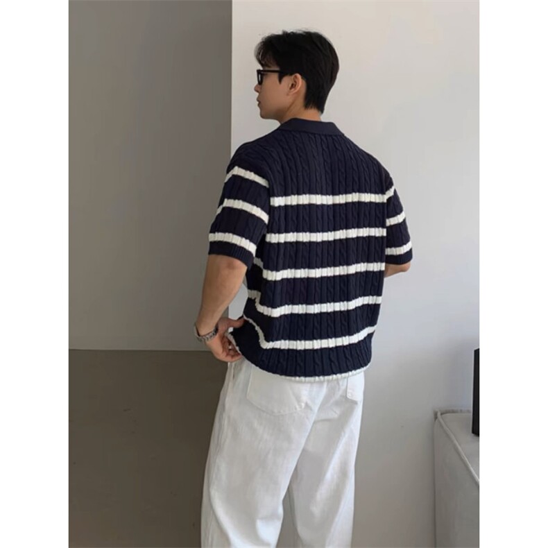 1506/QK370/P45夏季蓝白翻领Polo衫短袖针织衫T恤型男韩东大门,男装T恤,星座1506