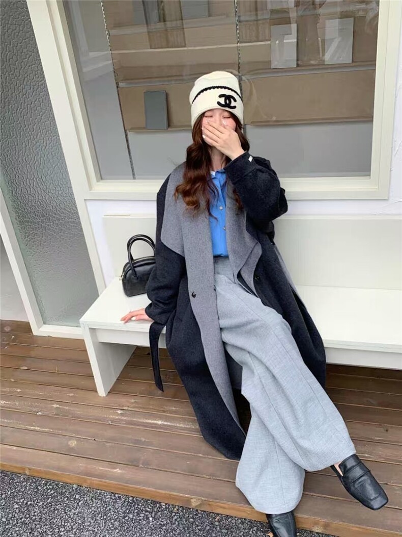 新款气质修身女士神款双面羊毛大衣,女装双面呢大衣,依嘟服饰