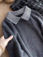 2025年秋季时尚百搭通勤简约休闲翻领毛衣，女装羊毛衫，百纯羊绒