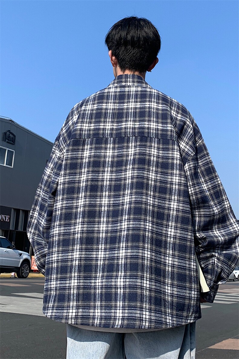 新品休闲格子衬衫,男装衬衫,星座1106-2（原1111B）