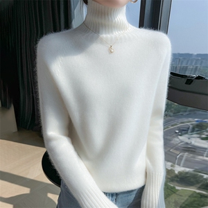 2025一线七针高领子花型袖子针织衫百搭简约图片