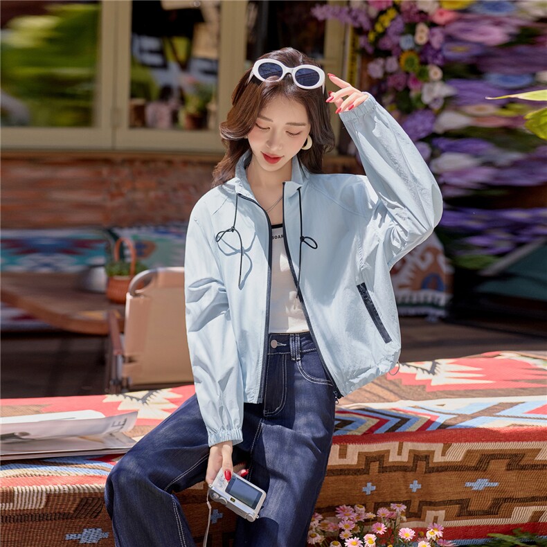 2026夏季新款女撞色防晒衣轻薄外套上衣,女装防晒衣,可可小西