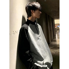 半拉链德绒撞色长袖t恤男春秋季休闲男生打底衫上衣TY17，男装T恤，星座1116A（原606A-3）