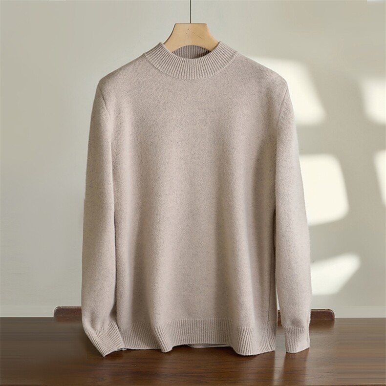 秋冬新款男士100澳洲羊毛七针加厚半高领针织套头上衣时尚百搭，男装针织衫/毛衣，达齐羊绒