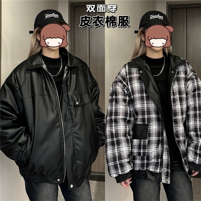 网图慎用  双面穿皮棉衣冬季棉服棉袄M2458-特P100图片