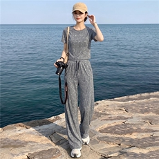 时髦洋气亮闪闪重工阔腿裤套装女夏季慵懒风修身显瘦短袖两件套潮,女装套装/套裙,江南,浙宝-杭派风 时髦洋气亮闪闪重工阔腿裤套装女夏季慵懒风修身显瘦短袖两件套潮,女装套装/套裙,江南,浙宝-杭派风