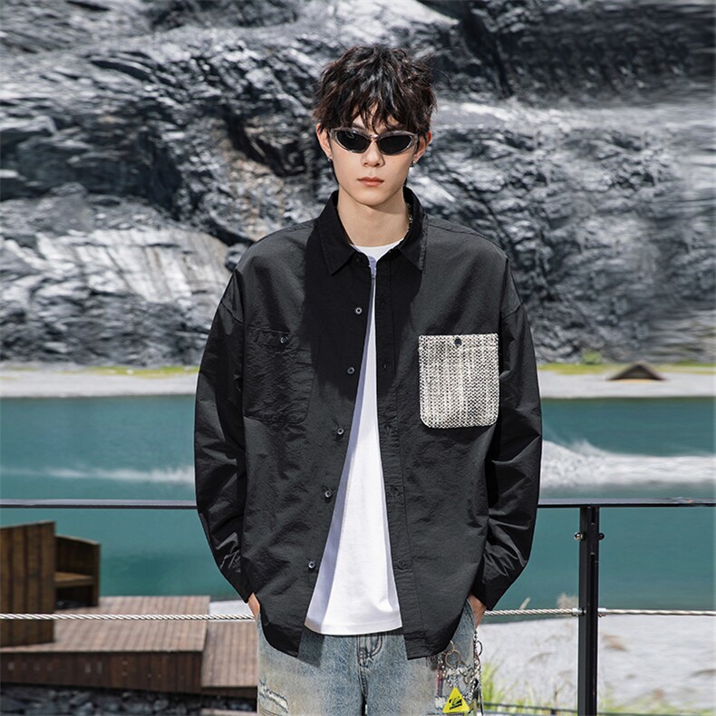 311B-1-YZ7082-P63控110高街美式大码衬衫重磅潮牌宽松休闲上衣,男装衬衫,星座311B-1