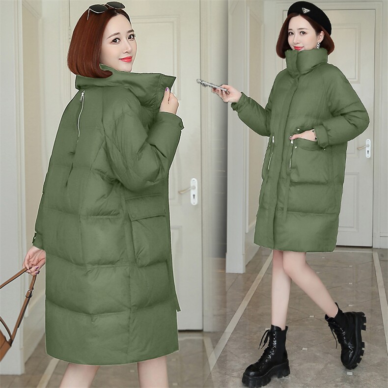 2020冬装新款简约时尚中长款羽绒服保暖外套纯色,女装羽绒服,依万里