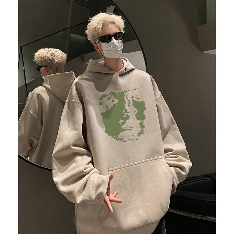抖音得物供货提供视频秋冬重磅美式麂皮绒连帽卫衣JLM16,男装卫衣,电商A486