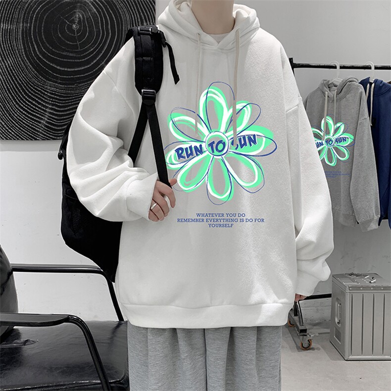 WY2170-P35 加绒款-P40 纯棉连帽卫衣男大码运动帽衫宽松薄外套男图片