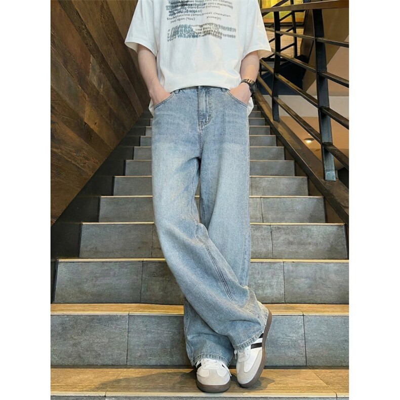 牛仔裤子男冬季加绒直筒裤宽松新款弯刀秋冬牛仔裤青少年长裤,男装牛仔裤,星座302A-2