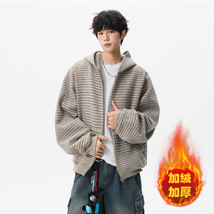 网图-条纹开衫加绒加厚卫衣男  xh165-特p60 加绒xh165jr-特p75图片