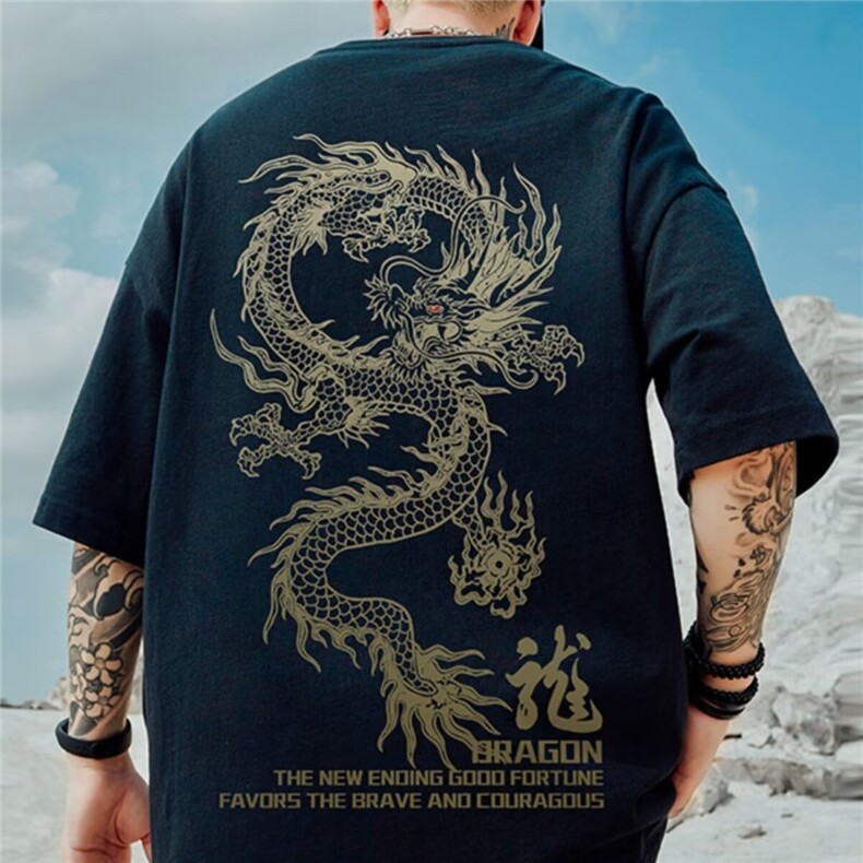 加肥加大潮宽松潮流短袖T恤潮牌大码肥佬夏季龙年半袖男潮8XL,男装T恤,星座1210-1
