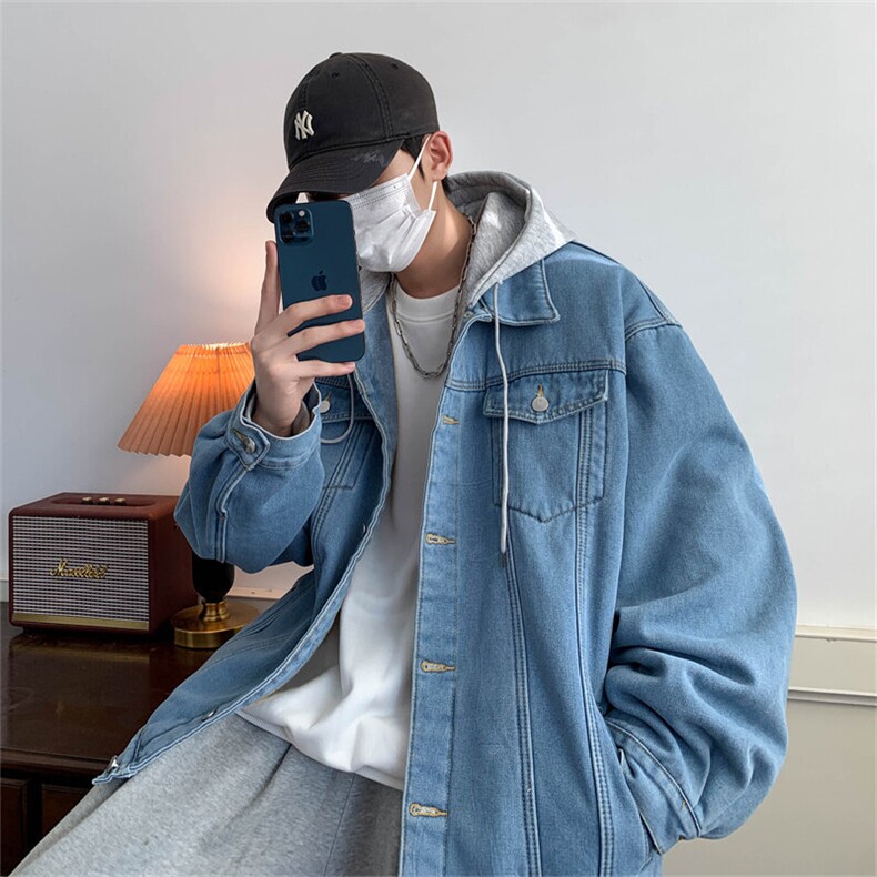 爆爆2025春男士连帽牛仔宽松外套百搭牛仔夹克JK780-P76控价98，男装夹克，星座1103-3