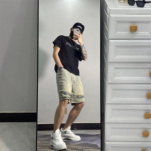 23夏季新款薄牛仔裤短裤潮男休闲宽松五分裤JD3308-P45图片