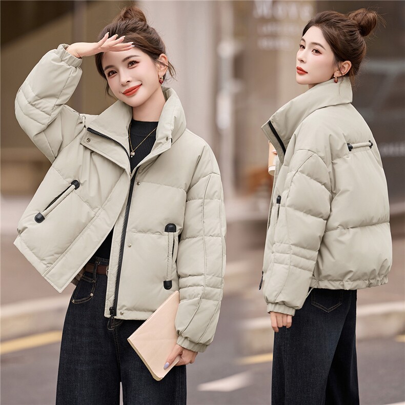 时尚休闲立领短款羽绒服女2025冬季新款宽松加厚保暖90白鸭绒外套，女装羽绒服，艾尚靓装