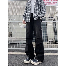 港风春夏款男牛仔裤工装大口袋渐变色褶皱宽松长裤nk1126P53，男装牛仔裤，星座1013-1