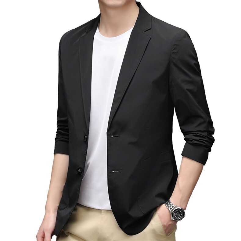 单排扣口袋中年长袖时尚春季2023年翻领上衣西服AJY2611,男装西服,钱塘6003（原4033）