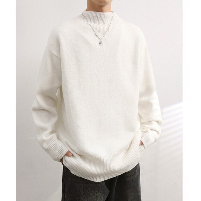 秋冬季灰色半高领毛衣男宽松中领针织衫潮流内搭打底衫M2310，男装T恤，星座1116A-2（原606A-1）