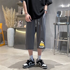 QK72090-P25冰丝七分裤男大码速干短裤男五分裤 港风图片