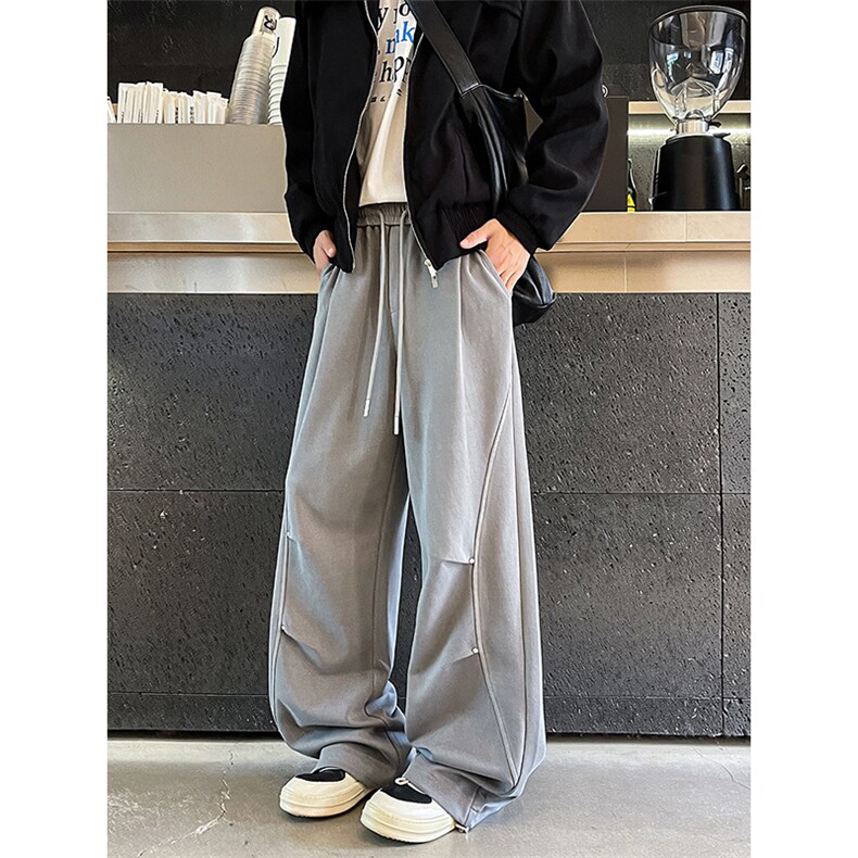 潮牌直筒运动卫裤男女垂感美式复古裤子宽松设计感休闲裤K9164P58,男装休闲裤,电商D206-1