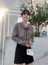 春款新款，前后两穿格纹上衣，其它，瑟拉·女人缘