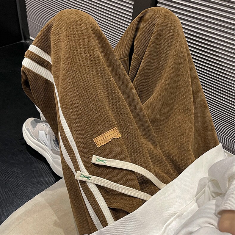 23秋冬休闲裤男女宽松织带坠感kk338p55加绒60,男装休闲裤,星座712