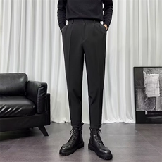 秋冬加绒垂感九分西裤男修身休闲裤抗皱男士西装长裤K20加绒P55，男装休闲裤，星座1116A-2（原606A-1）