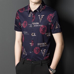 C1163夏季男士短袖衬衫青年休闲绅士修身衬衣免烫商务P60图片