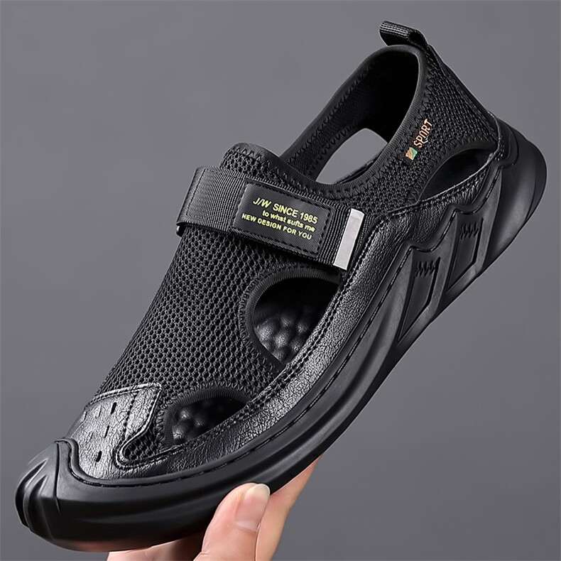 X4128-P125包头凉鞋男2024夏季新款网布休闲沙滩鞋男洞洞鞋，男鞋凉鞋，星座1407-3