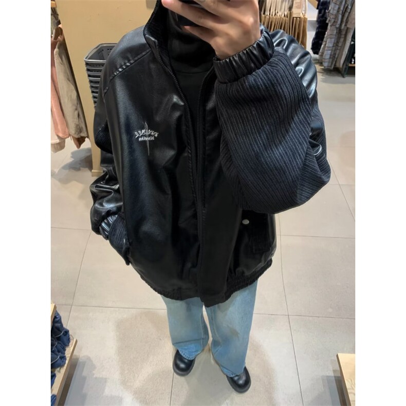 美式秋冬季新款外套凯美拉PU皮刺绣W6702P75,男装夹克,星座1116-2