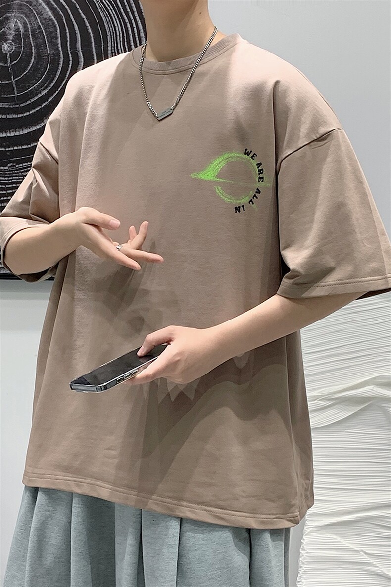 2025夏季原创设计oversize港风宽松休闲T恤B266-DX07-P30,男装T恤,星座B257-1