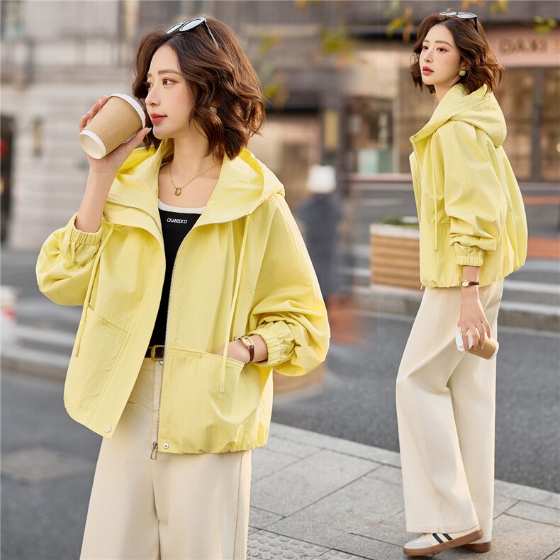 2026年早春新款休闲时尚连帽拉链开衫外套温柔韩版百搭洋气上衣女，女装短外套，梦懿尔