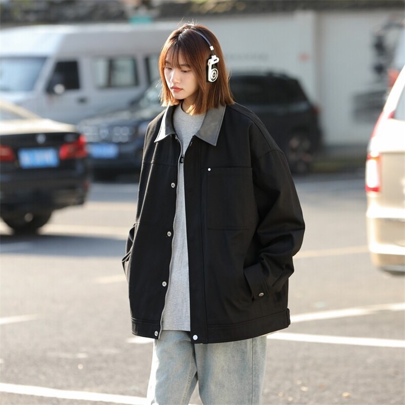 新款中性风纯棉夹克男翻领撞色上衣外套A157B-J2520-特P85，男装夹克，电商A157B