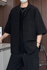 C5029/P40夏季新品西服领衬衫男个性肌理感格纹潮男宽松衬衣上衣，男装西服，电商A141