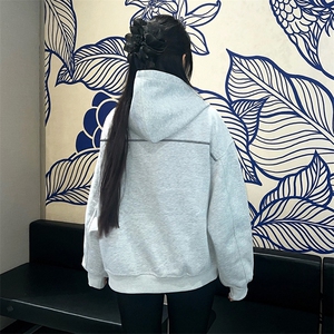 抖音得物高品质秋冬美式高街重磅结构辑明线纹理连帽卫衣外套W111图片