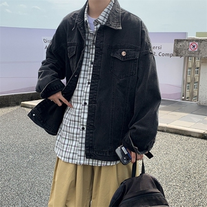 痞帅牛仔外套男款潮牌秋冬款百搭褂子帅气vibe设计感美式外衣夹克图片
