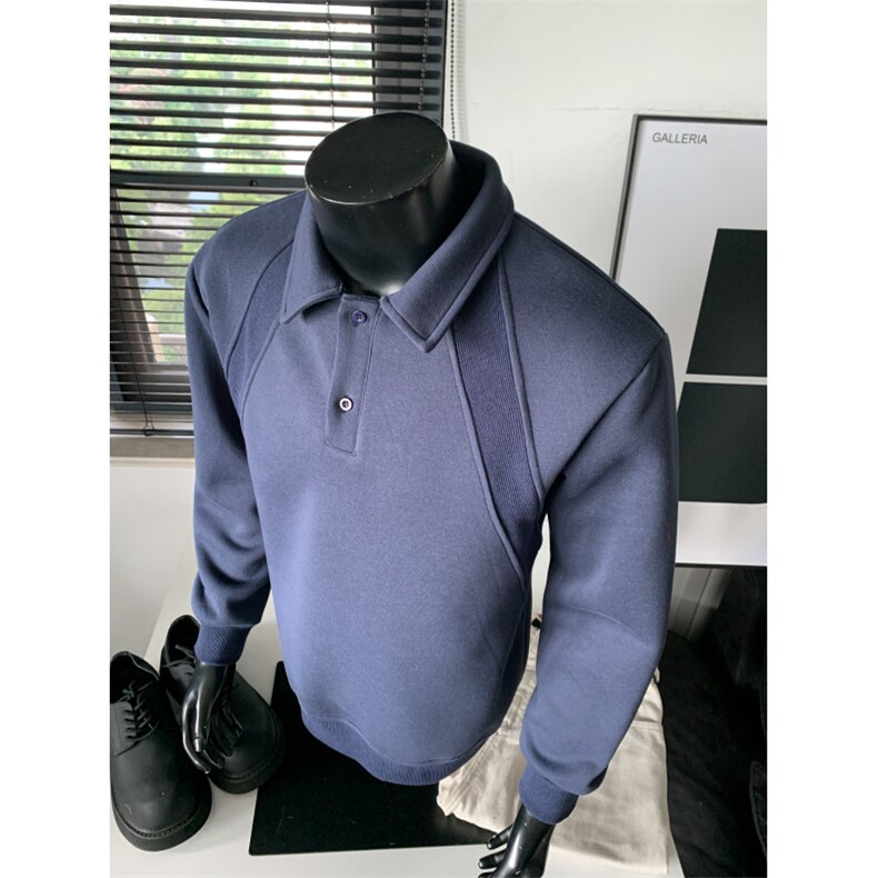 WY803-尺码M-3XL-P38-美式解构拼接POLO领卫衣宽松休闲情侣上衣,男装Polo衫,星座1811B