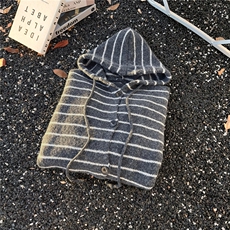 冬新条纹连帽毛衣男女美式复古慵懒风针织开衫外套潮流MZ926-P64，男装针织衫/毛衣，星座412-3