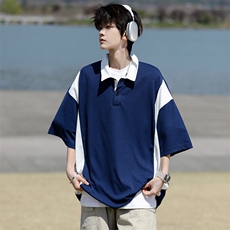 8XL-M拼接撞色短袖t恤男款夏季新款半袖POLO衫加肥加大码DT004P38，男装Polo衫，电商B312