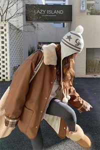 美拉德棕色麂皮羽绒服冬女2025新款超火好看高级小众加厚保暖外套图片