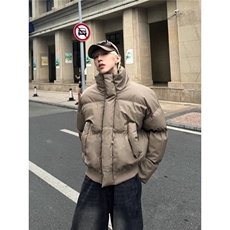 美式高街pu皮短款棉服男冬季潮牌穿搭面包服棉衣外套JK6106，男装皮衣，星座516A