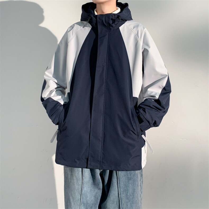 2024春秋新款冲锋衣连帽夹克户外工装日系百搭撞色外套JK2363-P75,男装夹克,电商A128