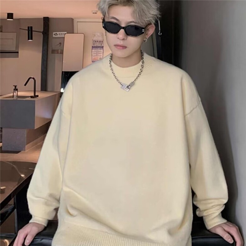 纯色毛衣慵懒风宽松套头针织衫日系潮流ins百搭外套6204-P42网图，女装针织衫/毛衣，电商B245