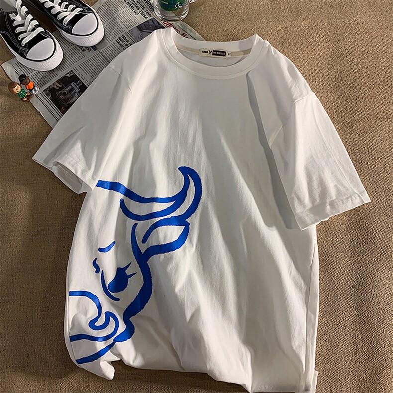 港风平铺印花短袖T恤男大码宽松纯棉半袖夏季衣服A090-T137P35,男装T恤,电商A089-1