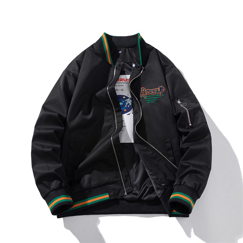 现货2色秋冬季潮牌夹克棒球服欧美街头飞行员外套情侣装,男装夹克,电商A105