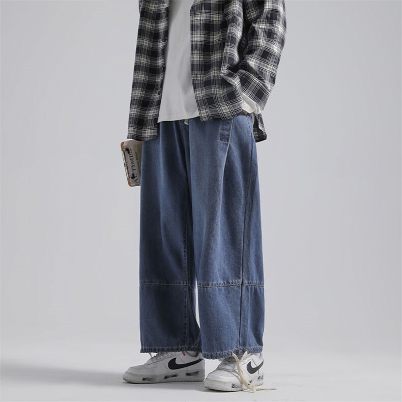 秋装大码日系港风宽松休闲裤直筒阔腿工装牛仔裤美式潮K555-P55,男装牛仔裤,电商A042