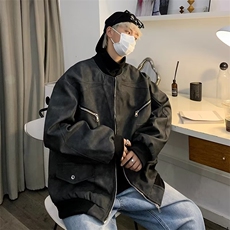 渐变皮夹克男韩版潮流美式高街帅2023秋冬新款ins外套W5336-P82，男装夹克，星座412-3